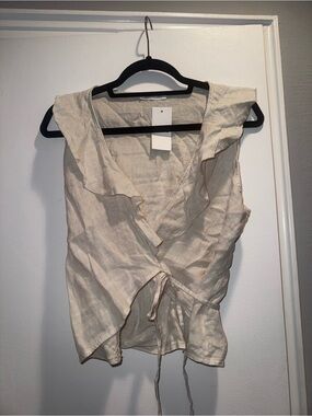 Italy Moda 100% Linen Wrap Top NWT